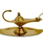 Lámpara de aladino laton de mecha y charola