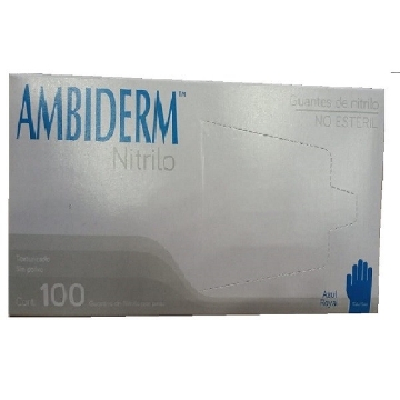 Guantes de Nitrilo Ambiderm Royal Azul Grande Caja con 100 piezas