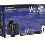 Guante de Latex Plus No Esteril Ambiderm Para Exploracion Grande Negro caja c/100 pi